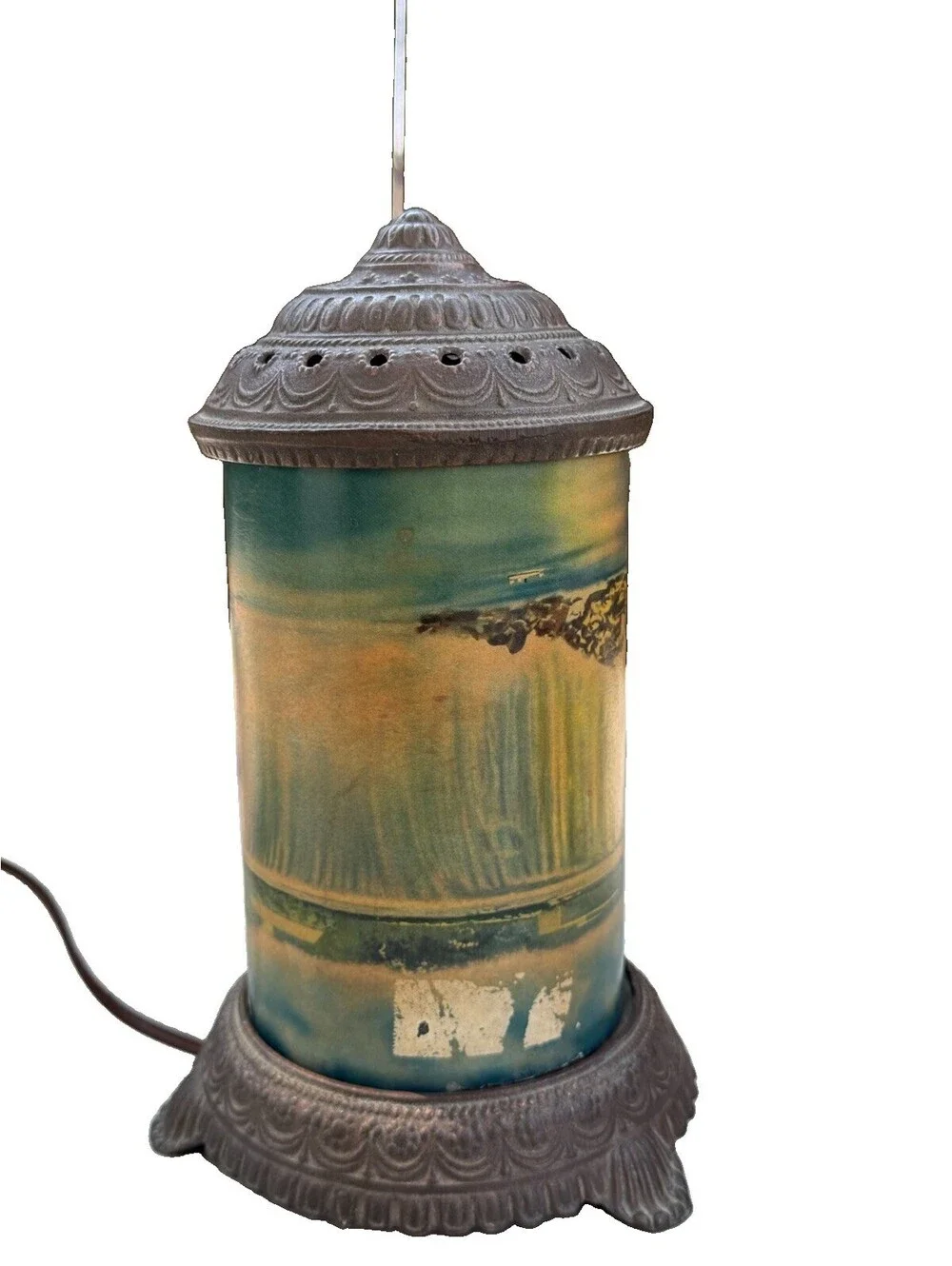 Vintage Genie In-Action Motion Lamp Chicago Waterfall Scene Metal 9.5”